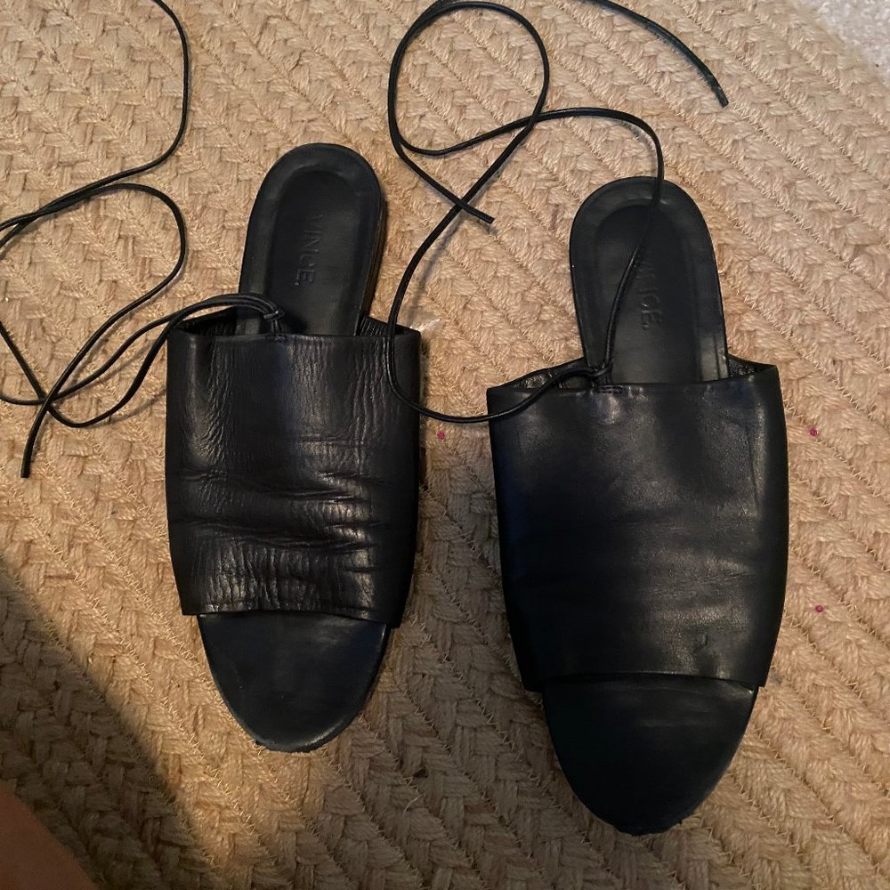 Vince Ankle Wrap Flat Sandal Size 38.5
